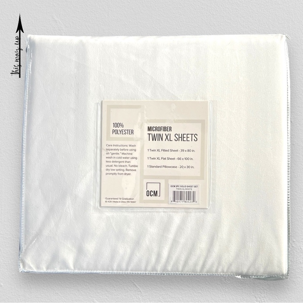 OCM White Microfiber XL Twin Sheet Set